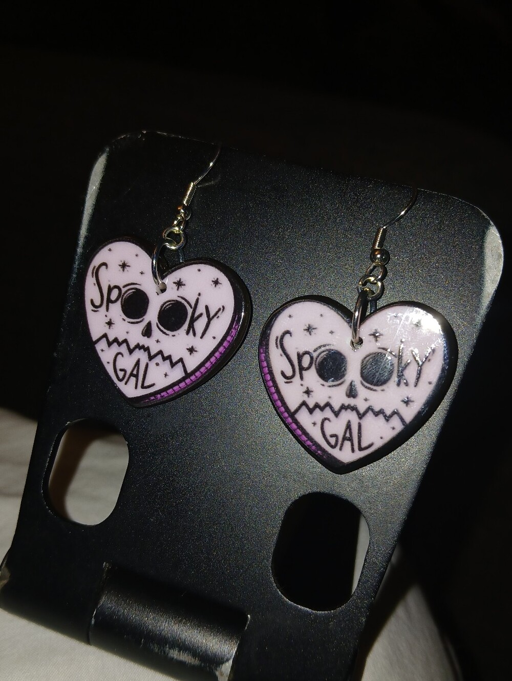 Spooky Gal Heart Earrings - Pink & Purple Kids Accessories